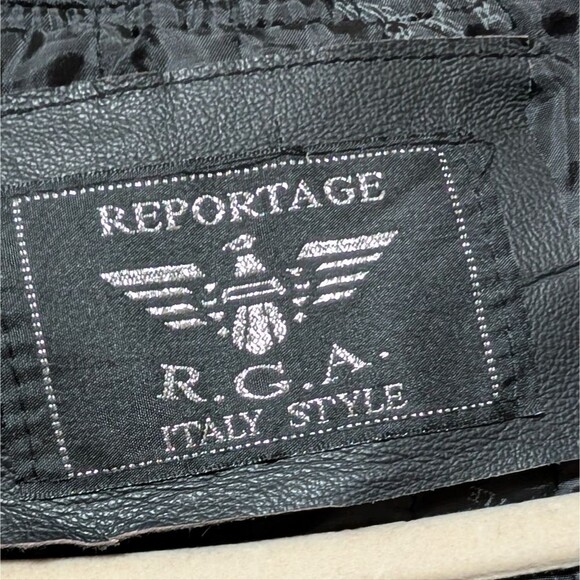 NWT Reportage R.G.A. Made In Italy Black Vintage Faux Leather Jacket Men's Large - Picture 3 of 10